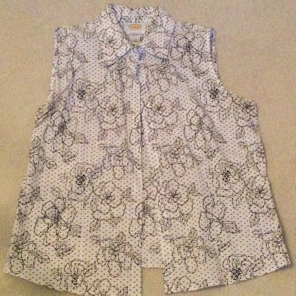 Talbots Sleeveless Floral Pattern Button Down Shi… - image 1